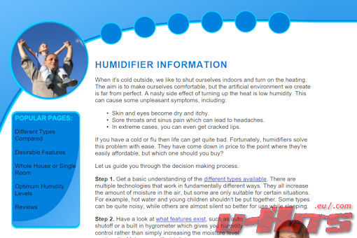 Website preview for: Humidifier Information