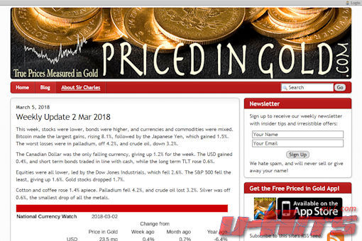 Website preview for: Priced in Gold
