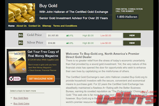 Website preview for: Buy Gold