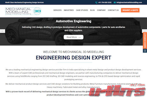 Website preview for: Mechanical 3D Modelling
