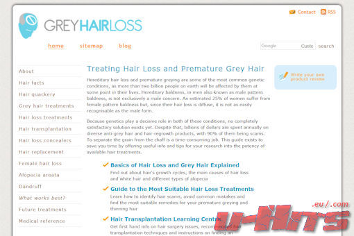 Website preview for: Grey Hair Loss