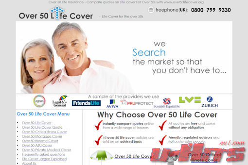 Website preview for: Over 50 Life Cover