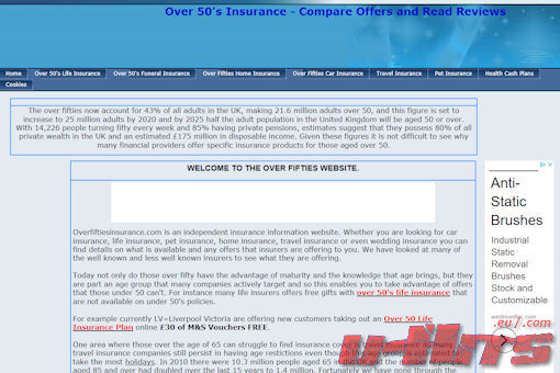 Website preview for: Over Fifties Insurance