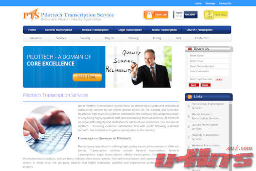 Website preview for: Pilottech Transcription Service